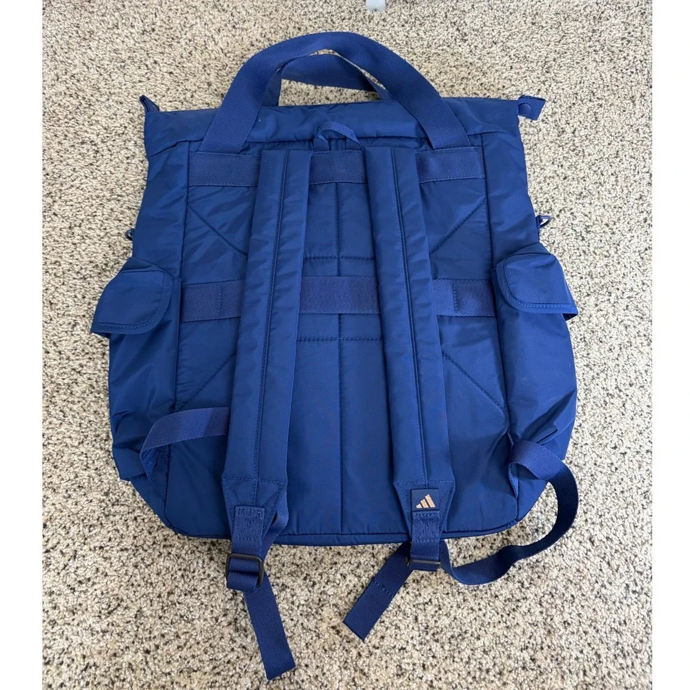 Adidas Saturday 2 Tote Bag Backpack Training Blue Rose Gold Zip Sporty 24L EUC - Picture 2 of 7